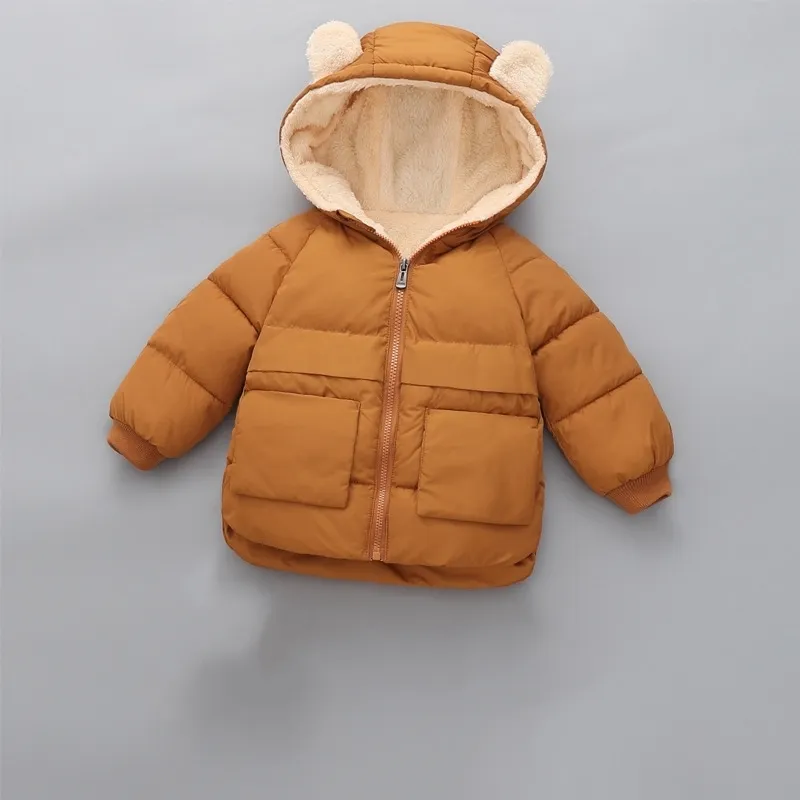 COOTELILI Fleece Winter Parkas Kids Jackets For Girls Boys Thick Velvet Pocket Children