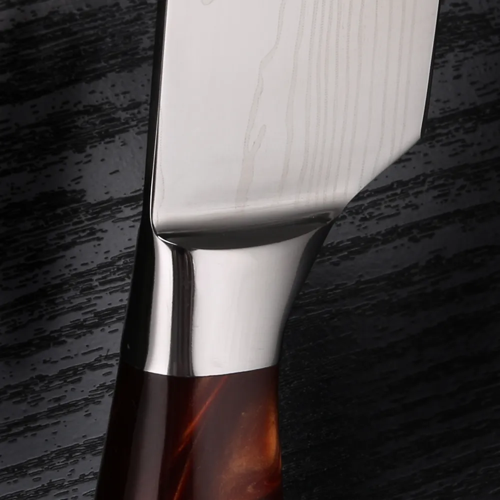 NUOVO manico rosso Chef LNIFE Set Professione Coltelli da cucina giapponesi Laser EAMASCUS Modello Sharp Santoku Mannaia Affettare Utility Boni314n