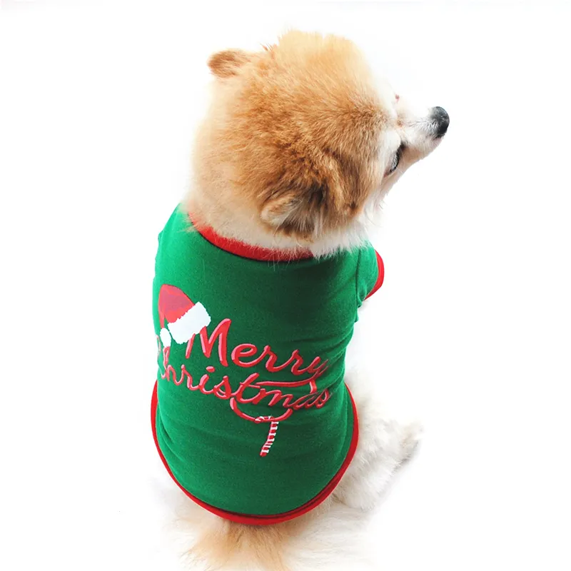 クリスマスハットペット衣類コットンTシャツコスチュームフレンチブルドッグスウェットシャツ大犬子犬服Y200917