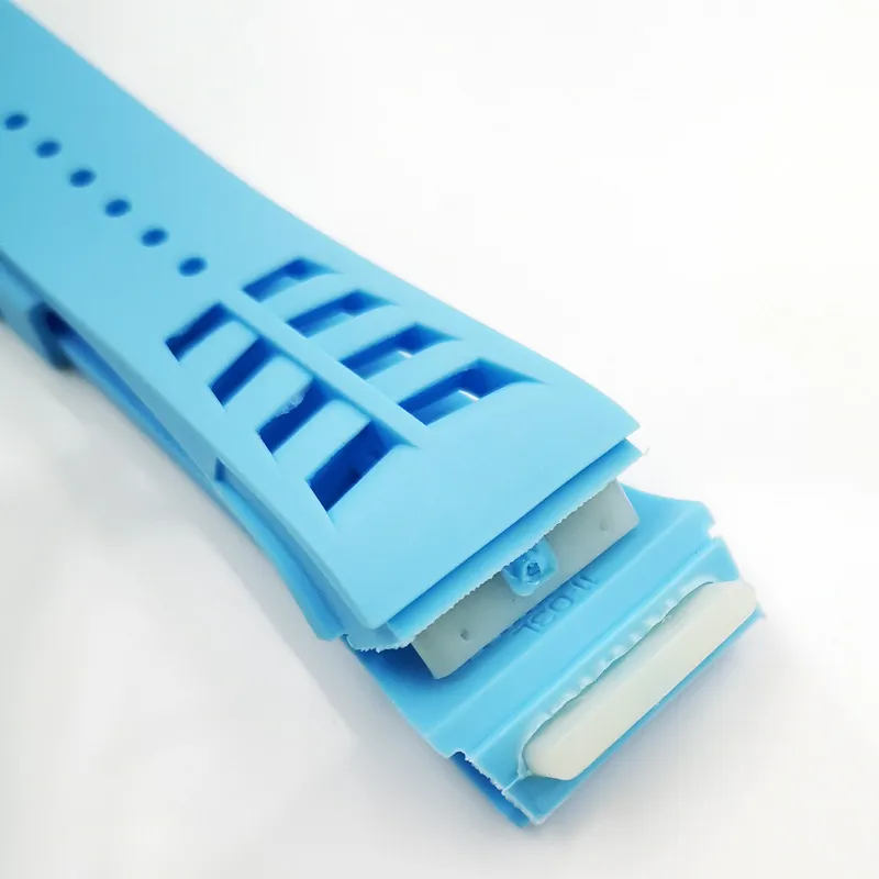 25mm bebek mavi saat bandı 20mm katlanır toka lastik kayış RM011 RM 50-03 RM50-01259F