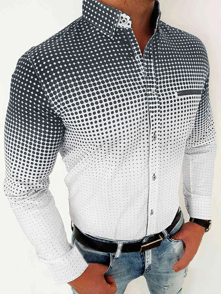 Casual Printemps Vintage Numérique Imprimé Boutonné Tops Hommes Blouses Mode Hommes Vêtements Automne Manches Longues Col Rabattu Chemises G0105