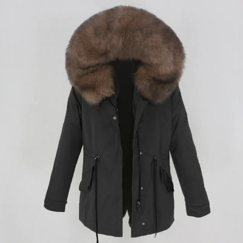 OFTBUY Marine Parka Veste D'hiver Manteau Femmes Manteau De Fourrure Réel Parkas Col De Fourrure De Raton Laveur Naturel À Capuche Chaud Doux Doublure En Fausse Fourrure 201128