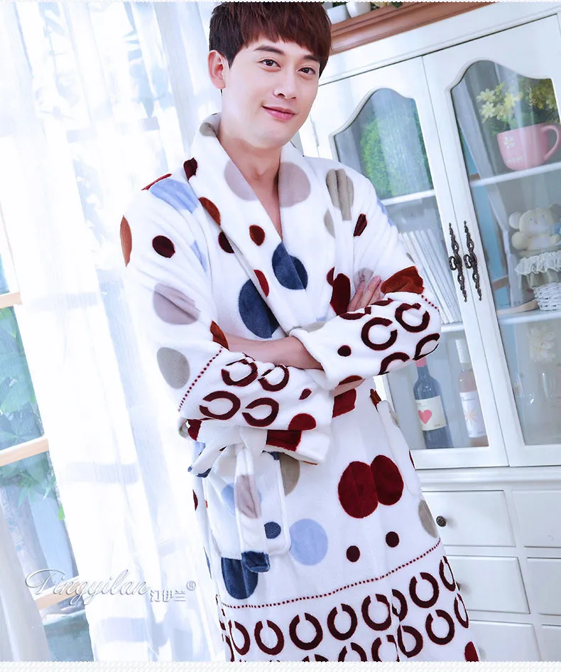 Mens Coral Fleece Pajamas 수컷 두꺼운 플란넬 목욕 가로 Longleveeve 성인 목욕 가운 산호 양털 잉글리쉬 레저 D2095 201009