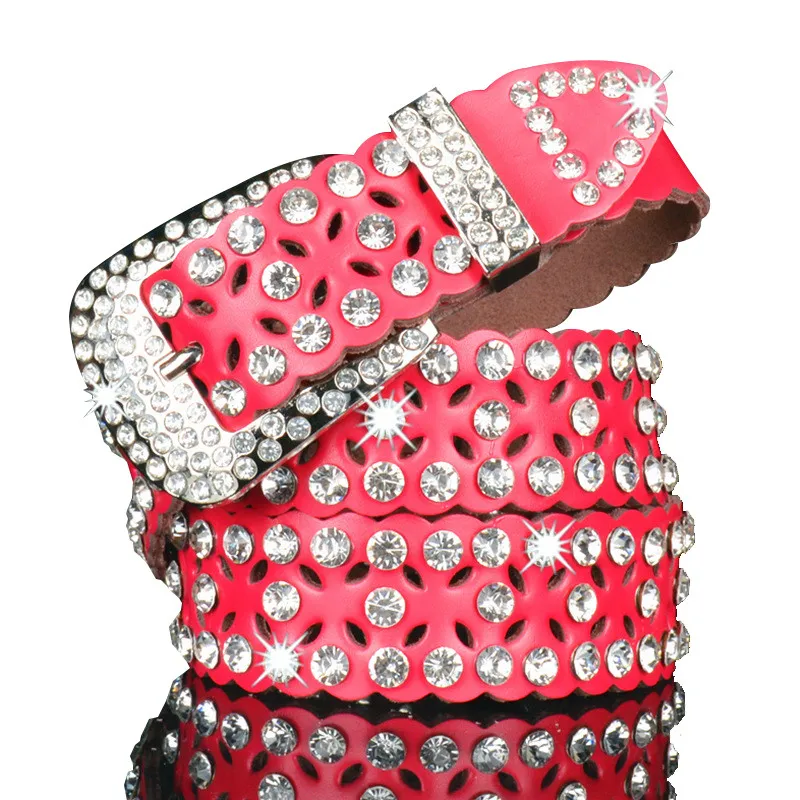 Belt Rhinestines bälten för kvinnor Designer Diamond Belt Width 3 2cm cowskin shine klassisk kvinnlig midja bälten204m