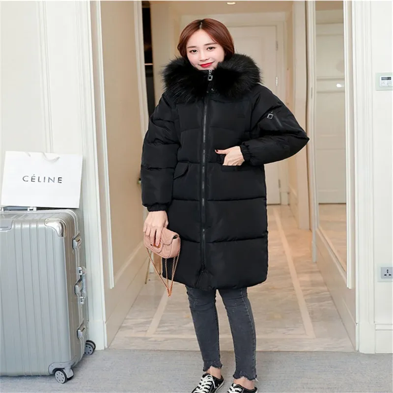 Nova outono inverno mulheres parka zipper sólido manga comprida com capuz de comprimento médio grosso outwear casaco casaco de moda algodão 201208