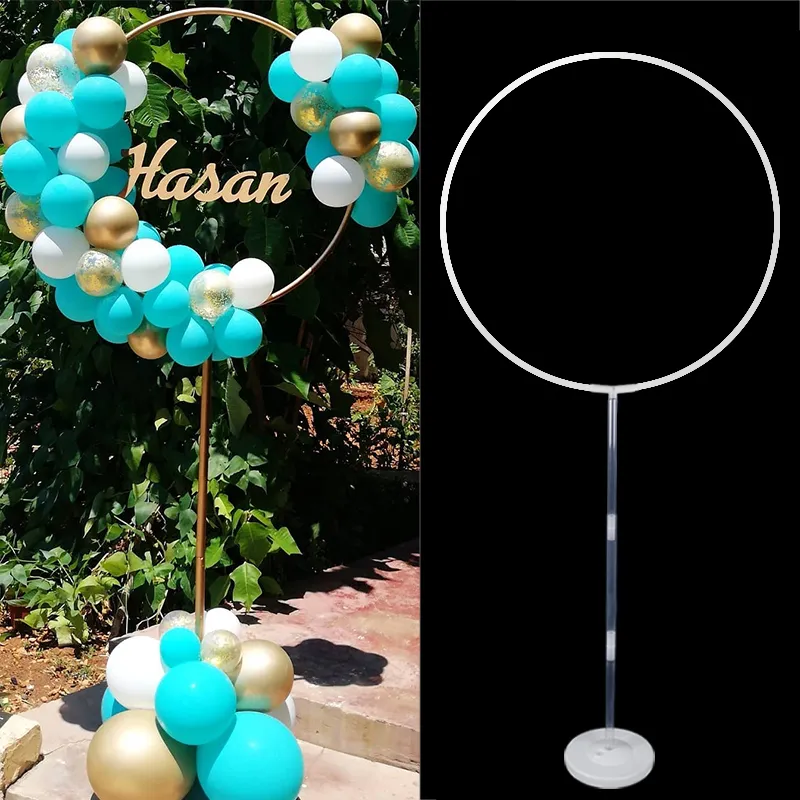 /White Round Circle Balloon Stand Holder Balloon Frame Decorations Wedding/Baby Shower/Birthday Party Column Stand 1027