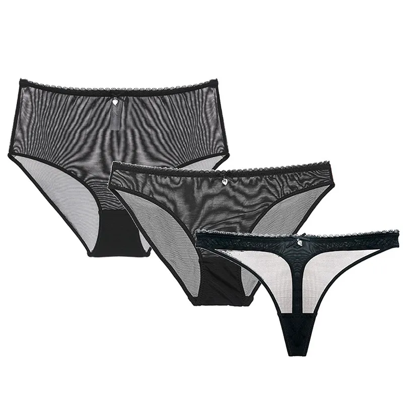 Varsbaby sexy fil transparent sous-vêtements slips + tongs + culotte taille haute S M L XL XXL pour dames 201112