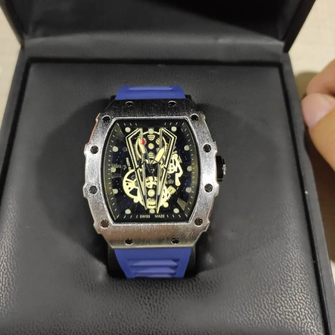 Relógios de pulso de luxo dos homens preto pulseira de silicone moda designer relógio esporte quartzo analógico relogio masculino235g