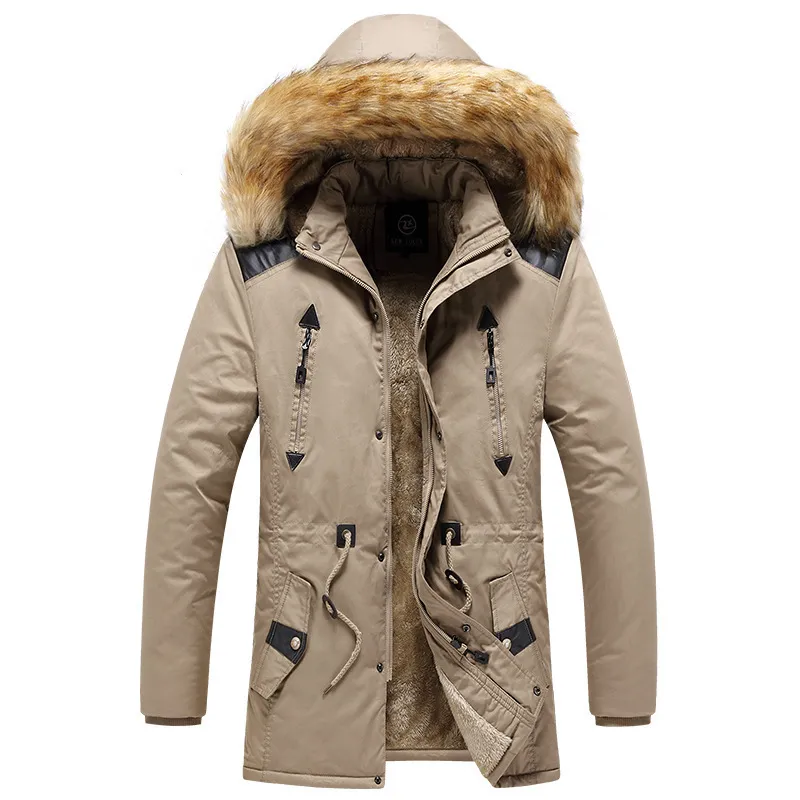 겨울 재킷 남자 긴 파카 두꺼운 코트 따뜻한 야외 재킷 남자 모피 후드 목걸이 바람 방풍 겨울 두꺼운 오버 코트 남성 재킷 201128