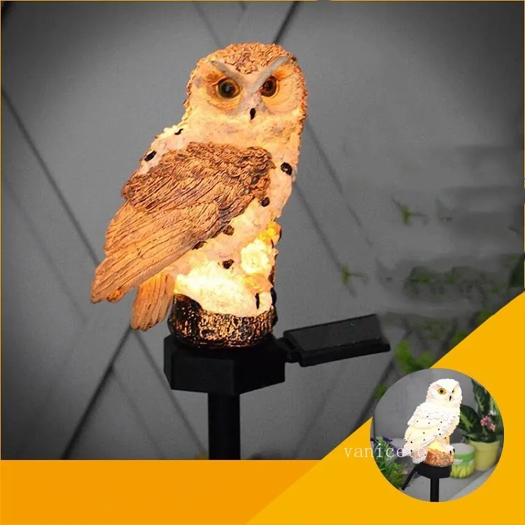 Party Favor Solar owl ground lamp LED resin handicraft courtyard lamp lawn Home decoration lamp T2I53325