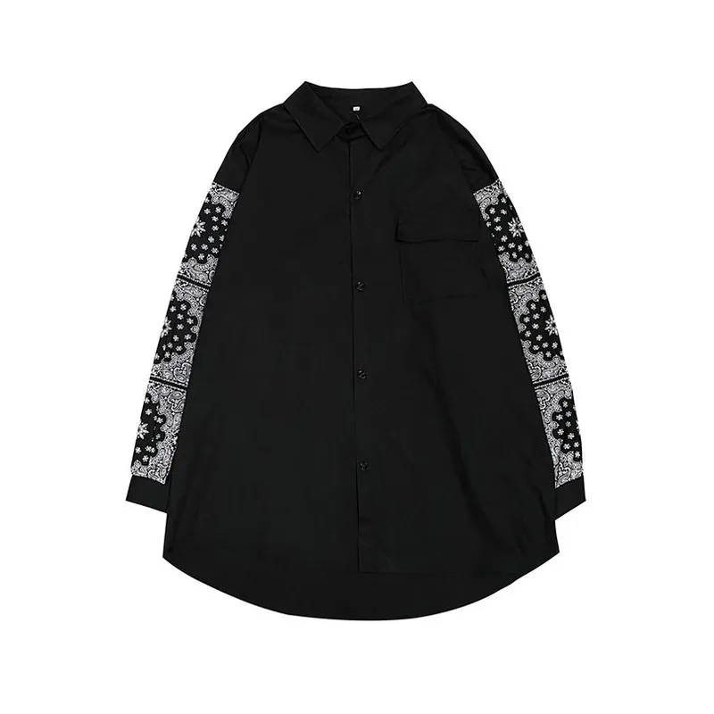 Bandana Chemises pour hommes Streetwear Manches longues Paisley Harajuku Chemise Vêtements masculins 2022 Mode Printemps Eté Élégant Oversize 220222