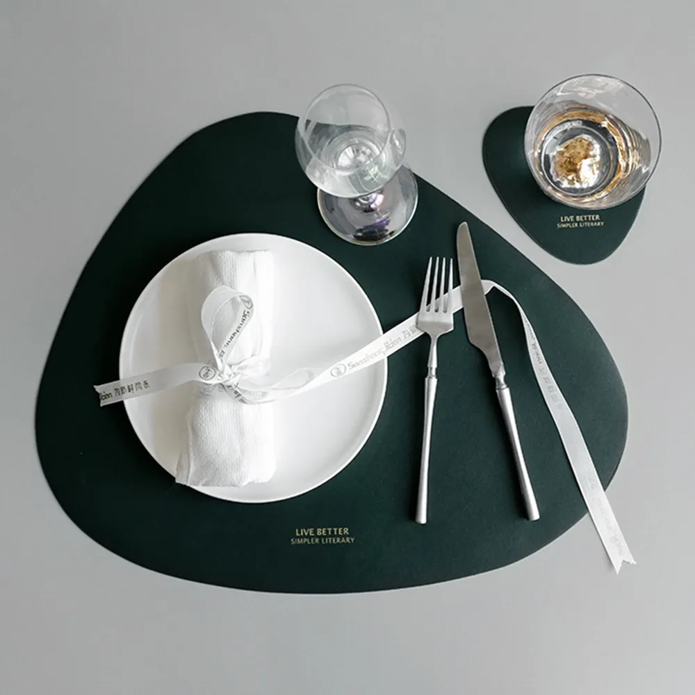 nordisk pu läder chic porslin panna placemat vattentät glidande värme isolering bordmatta kreativ skål matta skål doaster t200703