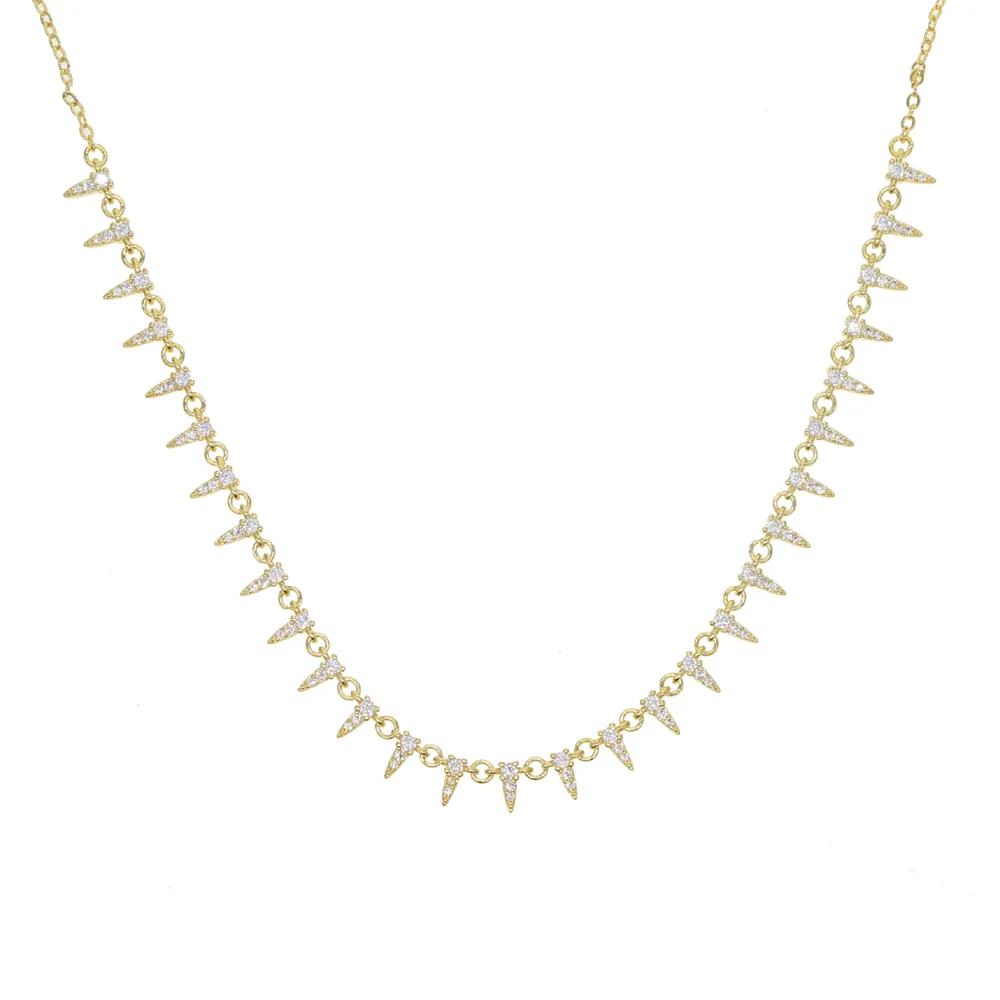 2019 NOUVEAU cadeau de Noël Usine entière micro pavé complet zircone cubique pic punk bling blanc cz 35 10 cm chaîne collier ras du cou Y281R