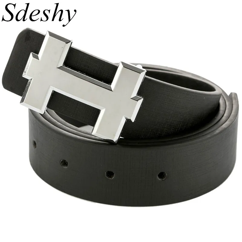 Fashion belt Genuine Leather Men Belt Quality H Smooth Buckle Mens Belts For Women Jeans Cow Strap Gifts184Q