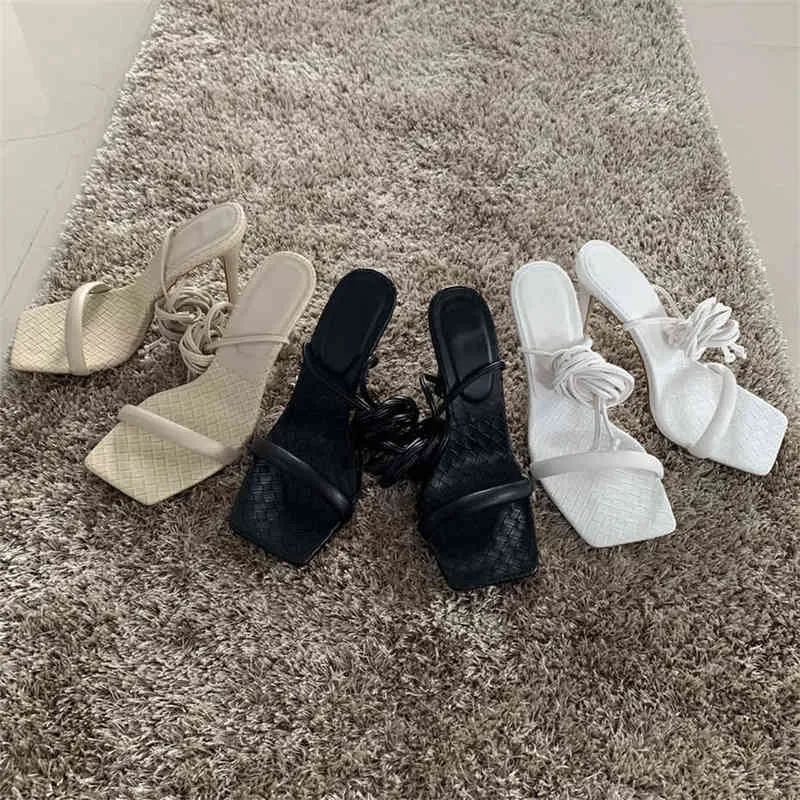 Sandels Vrouwen Sandalen Zomer Bandage Lace Up Hoge Dunne Hak Dames Jurk Party Trouwschoenen Effen Kleur Groothandel Bulk Items Parts X8859 220303