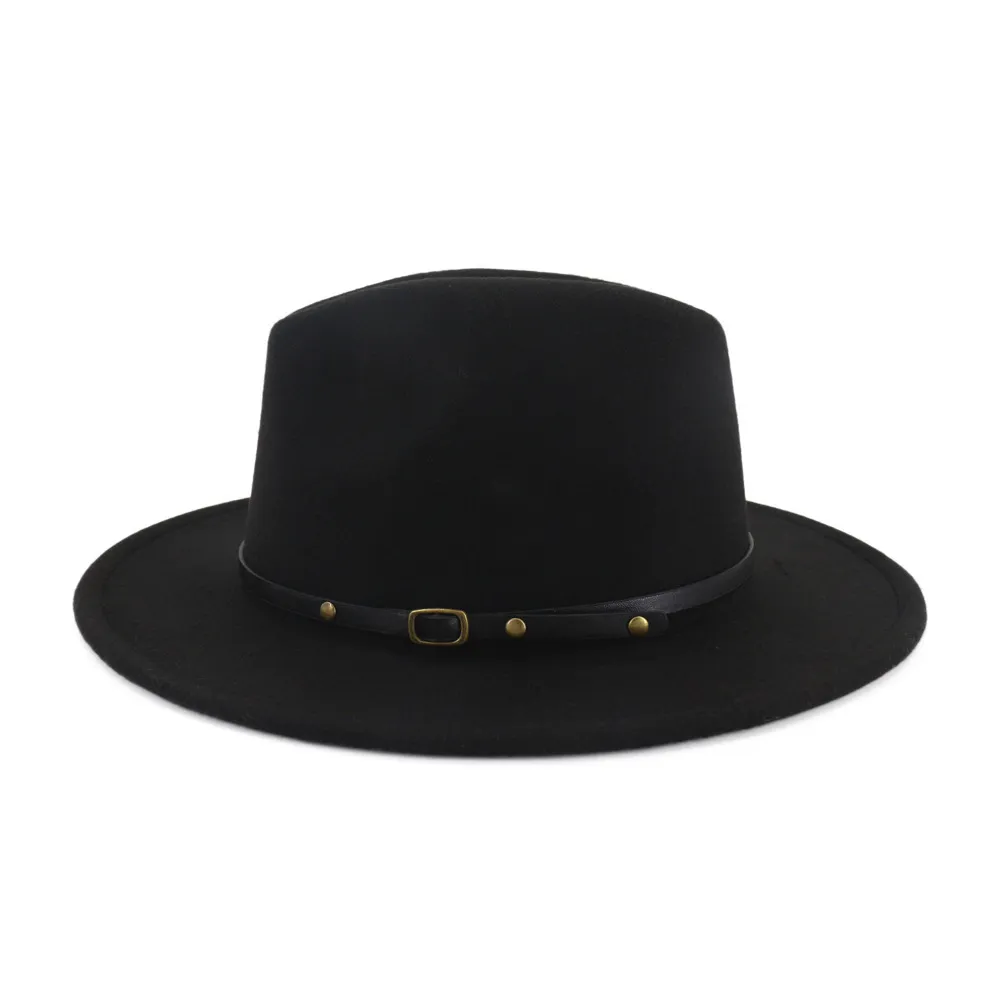 QIUBOSS 60 CM grande taille de tête noir rouge Patchwork laine feutre Jazz Fedora chapeaux casquettes à large bord Panama Trilby casquette pour hommes femmes T200118311i