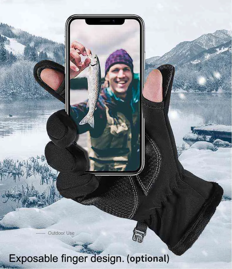 Мужчины и женщины на открытом воздухе водонепроницаемые пальцы открытые сенсорный экран Зимний флис