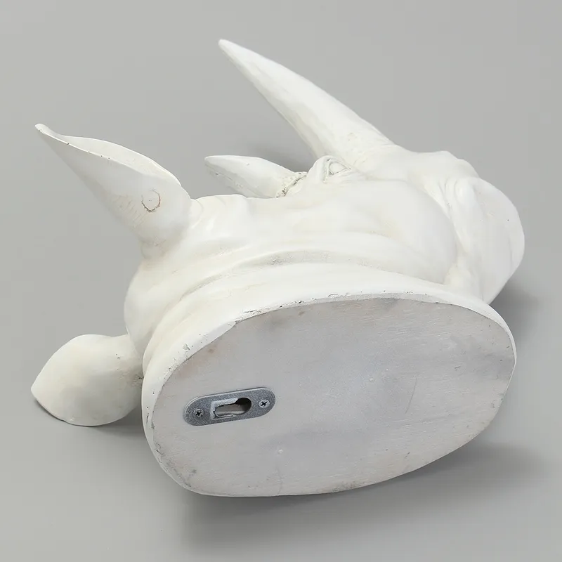 KiWarm résine exotique tête de rhinocéros ornement blanc animaux Statues artisanat pour la maison el tenture murale Art décoration cadeau T2003315623084