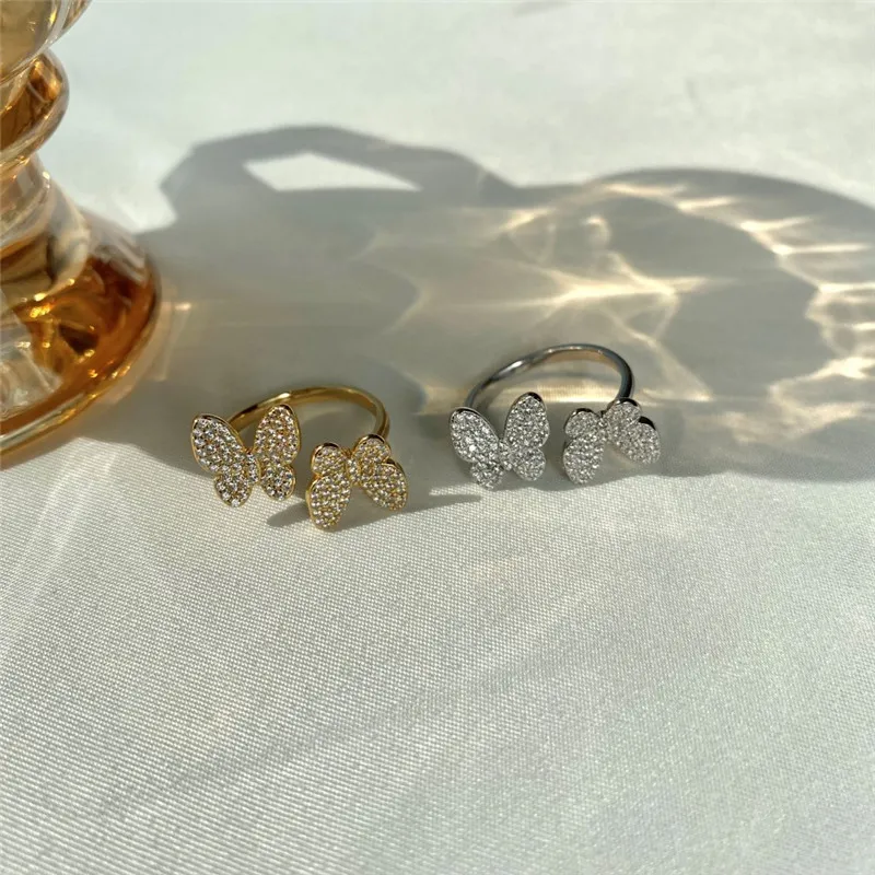 Öffnungen aurtierbar anmutiger Schmetterling Designerringe für Frau S925 Sterling Silver 5A Kubikzirkonia 18K Gold Designer Ring Fashi2290