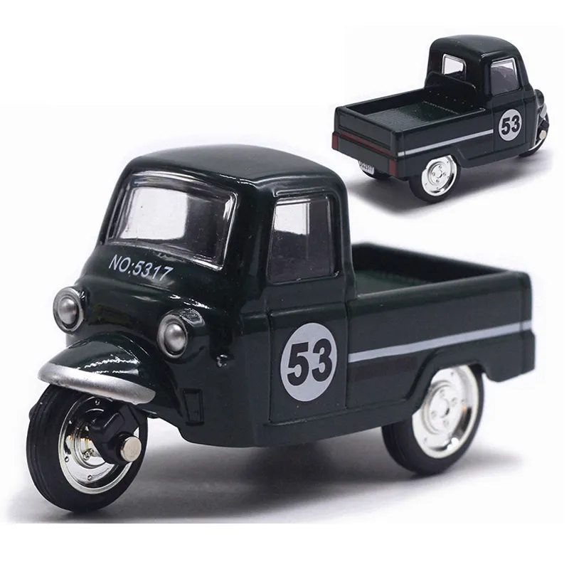 Mini liga de plástico triciclo simulação retrô brinquedo de motocicleta de três rodas fundido modelo autorickshaw figura brinquedos para presentes infantis 221961385