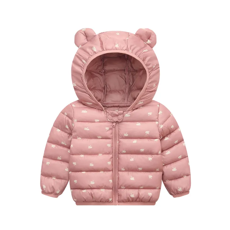 Kid Down Coats 유아 눈 착용 후드가있는 여자 아기 만화 프린트 재킷 가을 겨울 따뜻한 겉옷 어린이 옷 2010305003542
