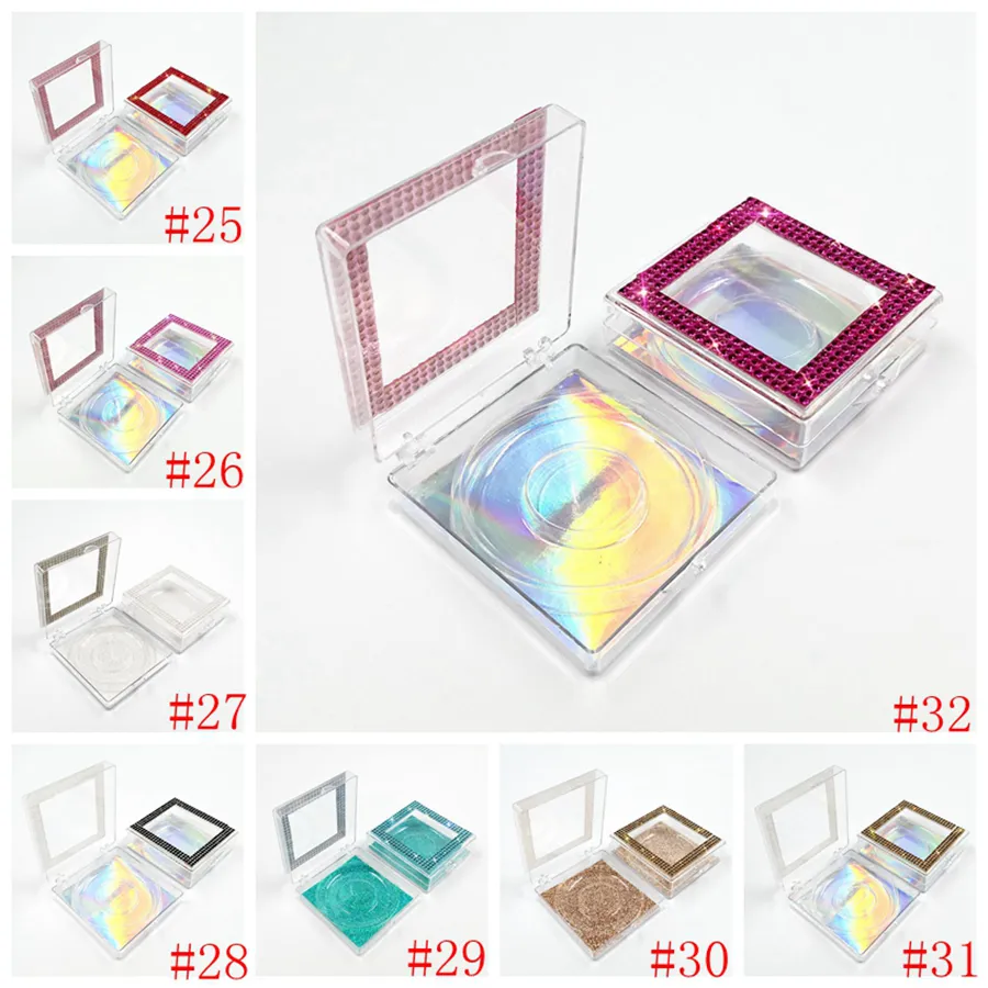 3D Mink Eyelash Diamond Package Boxes False Eyelashes Square Packaging Empty Eyelash Box Case Lashes Box Packaging 32styles5163247