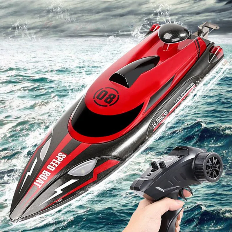 Barco a control remoto HJ808 de alta calidad, 25 km/h, 2,4G, barco de carreras con Control remoto de alta velocidad, barco de velocidad de agua, modelo de juguete para niños, regalo para niños