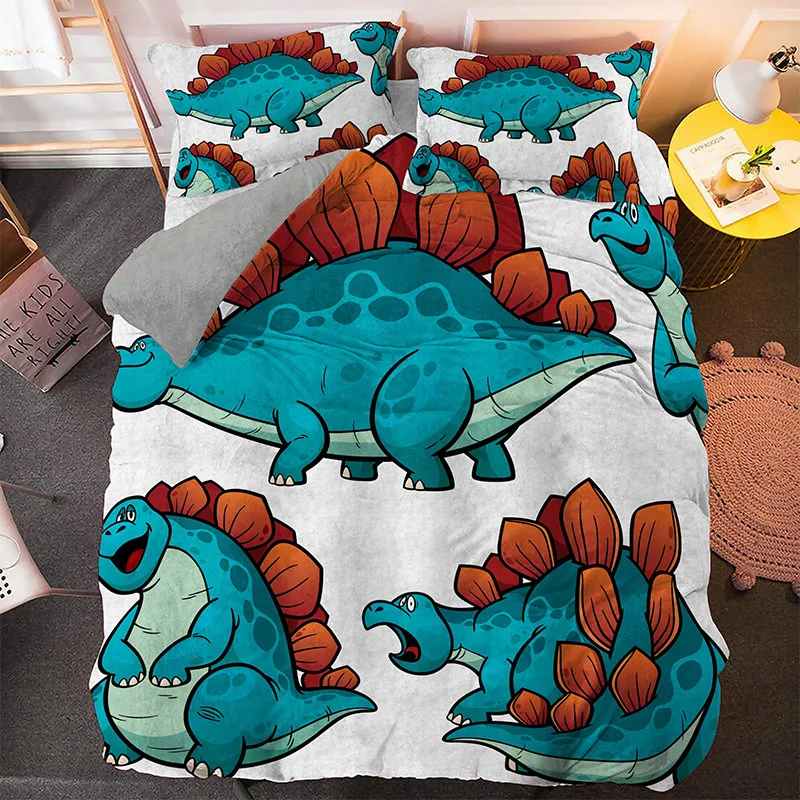 Yatak takımları karikatür dinozor yatak seti ikiz kral boho karikatür sevimli hayvanlar nevresim çocuklar için nevresim