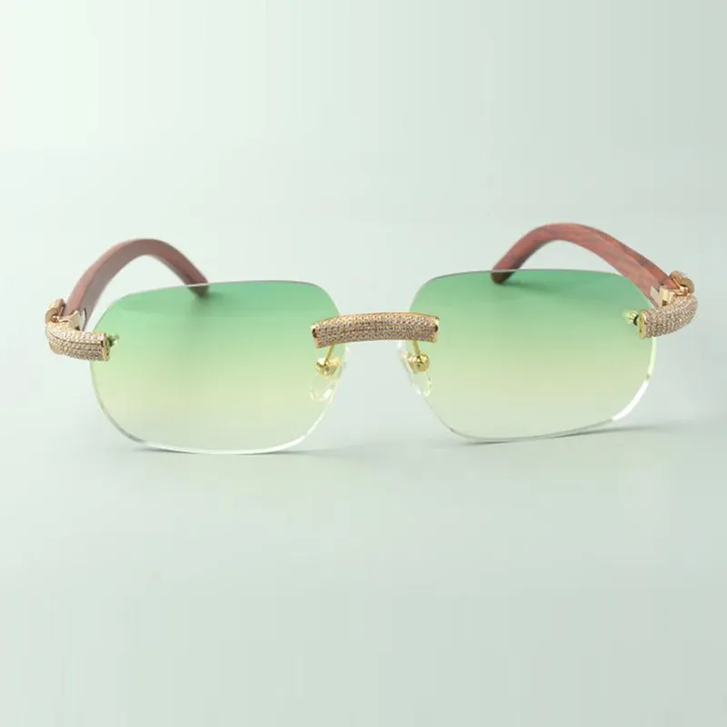 Direct s mikropavierte Diamant-Sonnenbrille 3524024 mit Tiger-Holzbügeln, Designer-Brille, Größe 18–135 mm239T