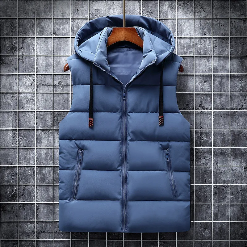 Ymwmhu 6XL Hommes Gilet Solide Casual Automne À Capuche Sans Manches Vestes De Mode Homme Gilet D'hiver Gilet Plus La Taille Vêtements De Travail Hommes 201120