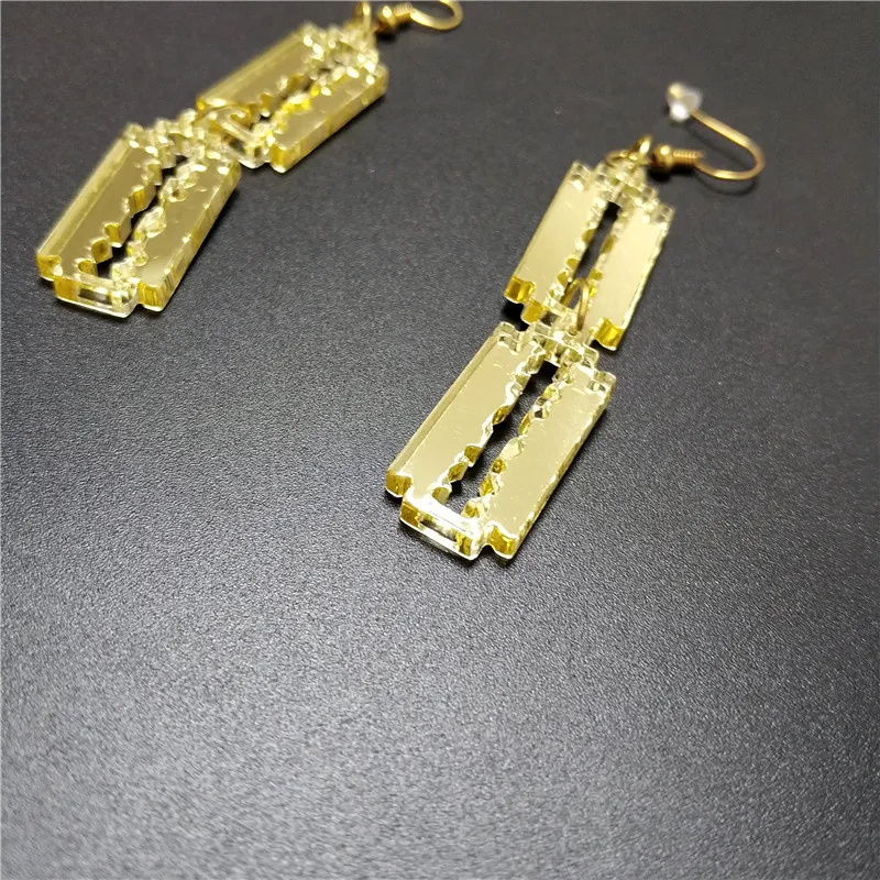 Blad Dangle örhängen för kvinnor spegel guld silver akryl juveler flickor tillbehör299z