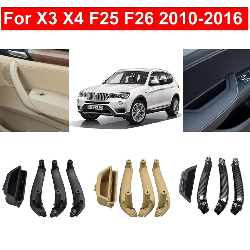 / set RHD Carbon Fiber Texture Car الأمامي الخلفي اليسار / اليمين مقبض الباب الداخلي السحب الداخلي ل bmw x3 x4 f25