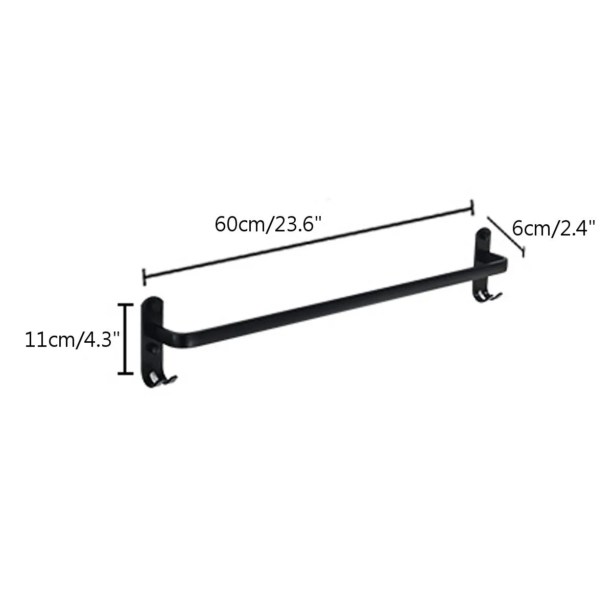 60cm Black Alumimum Foldable Towel Rack Holder Shelf Wall Mounted Bathroom Storage Hanger Y200407