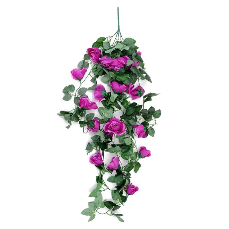 Tessuto non tessuto Simulazione Rosa Appeso a parete Vite Fiore artificiale finto Pianta Cesto appeso Soggiorno Balcone Decorazione274r