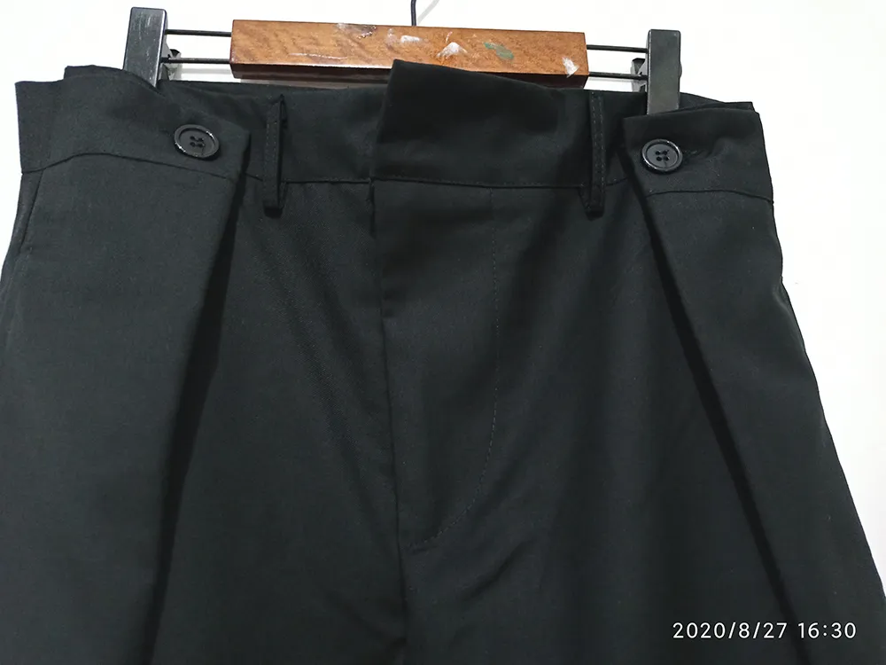 IEFB / Herrenbekleidung Modische All-Match-personalisierte, doppelt gefaltete Taillen-Design, lässige schwarze Hose im koreanischen Stil mit weitem Bein 9Y2611 201118