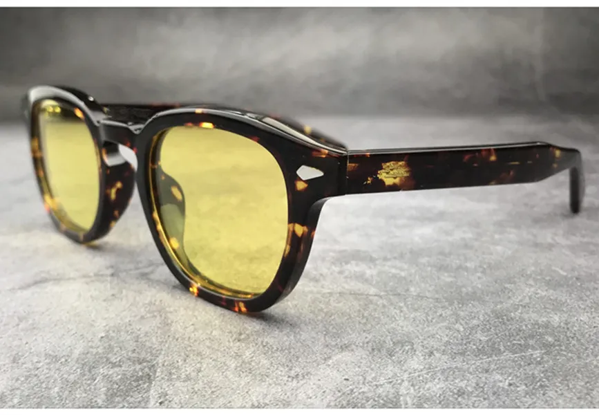 Occhiali da sole personalizzati Star Johnny Depp Nightvision gialli UV400 Retro-vintage Round49 46 44 prescrizione imballaggio completo204e