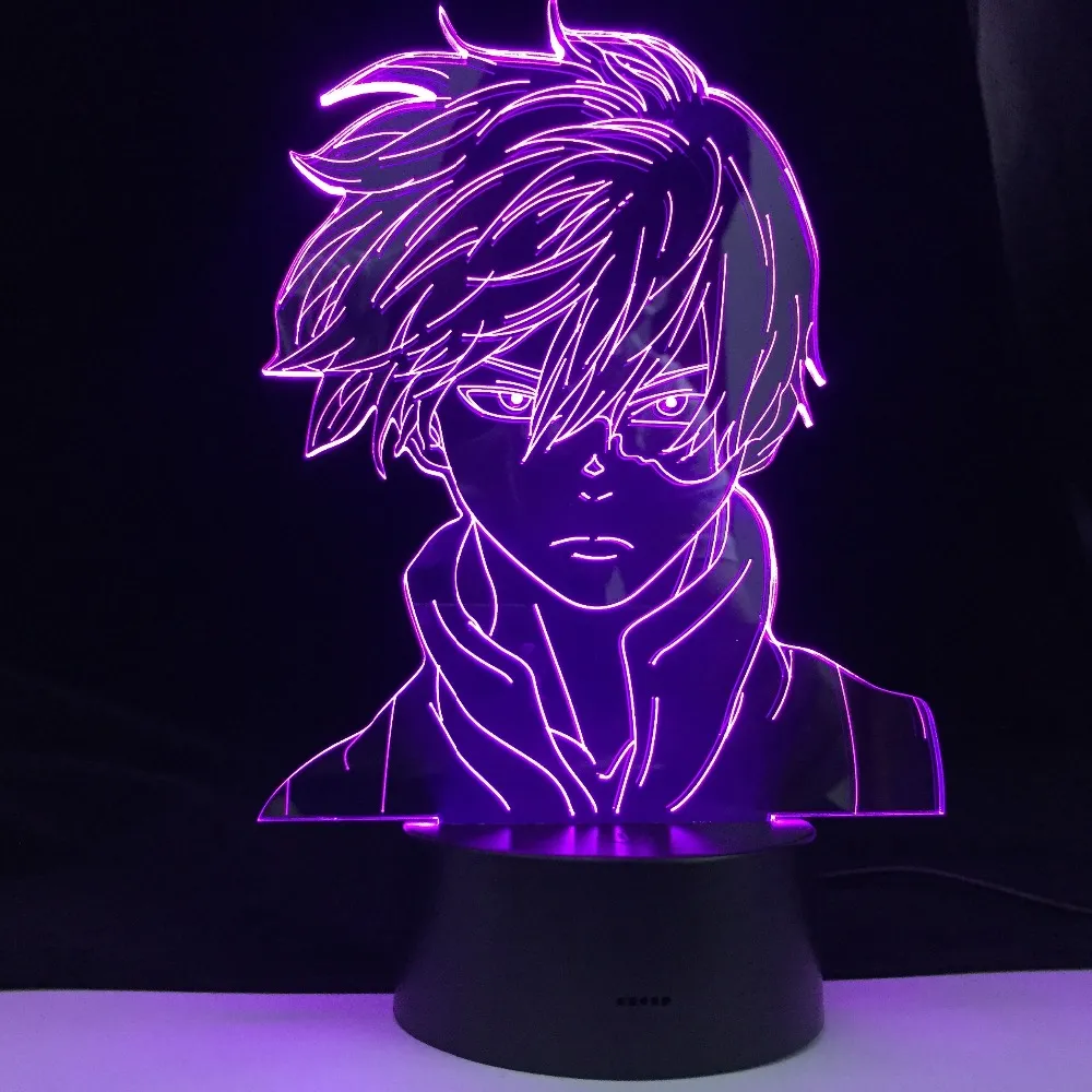 So Todoroki Face Anime My Hero Academia Design Led Night Light Lamp for Kids Child Boys Bedroom Decor Acrylic Table Lamp Gift224W