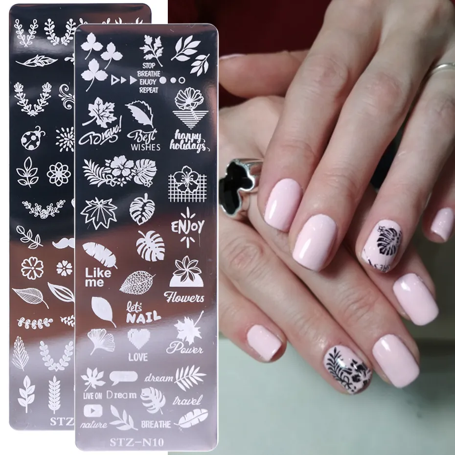 Nail Stamping Placas Folha de Flores Geometria Animais de Animais de Imagem Dreamcatch Manicure Imprimir Stencil Ferramentas Lystzn01-12