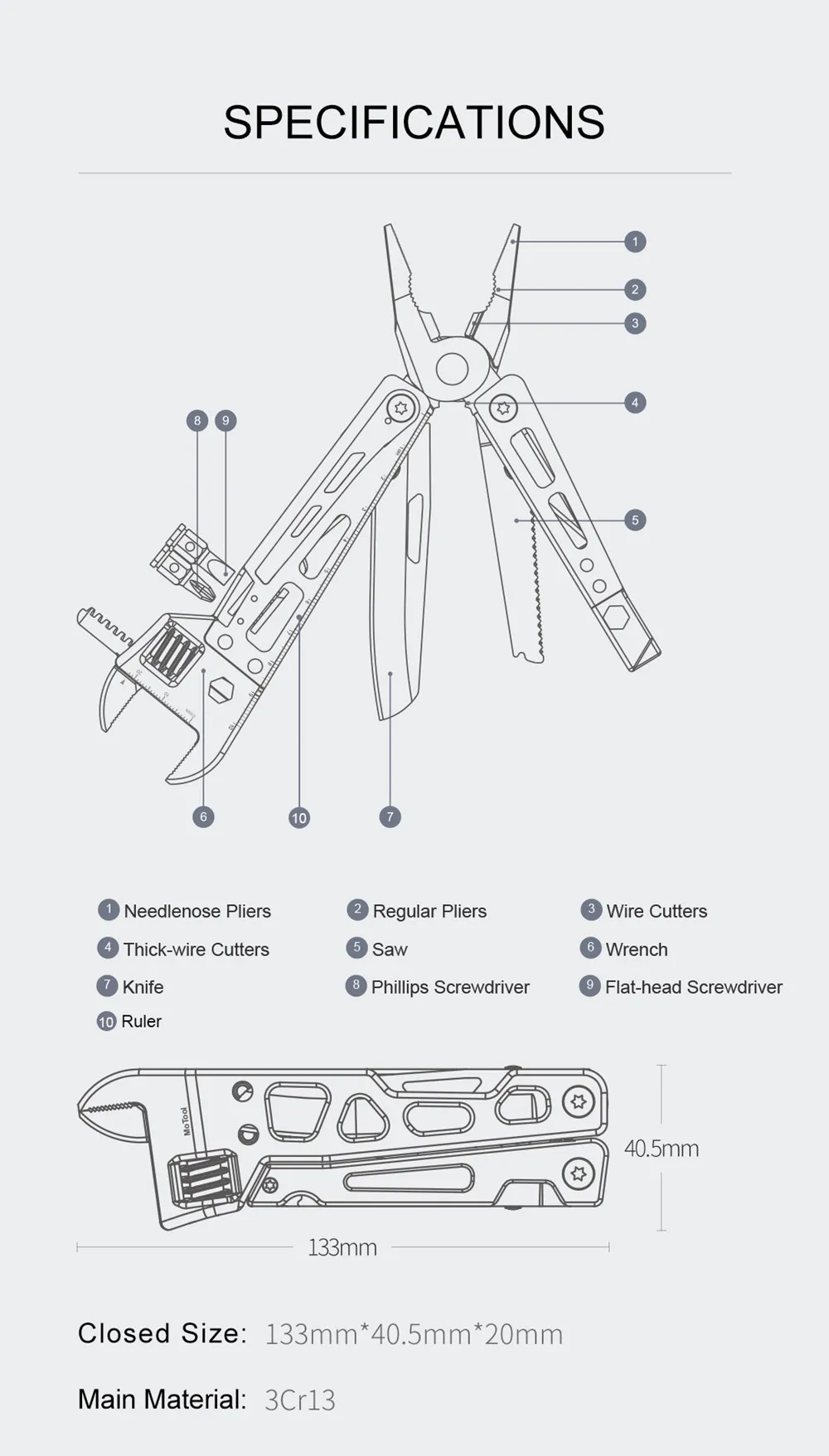 11.11 Ventes chaudes 10 en 1 Clé multifonctionnelle pliante EDC Outil à main Couteau en acier inoxydable Pinces Outils pour le camping en plein air Y200321