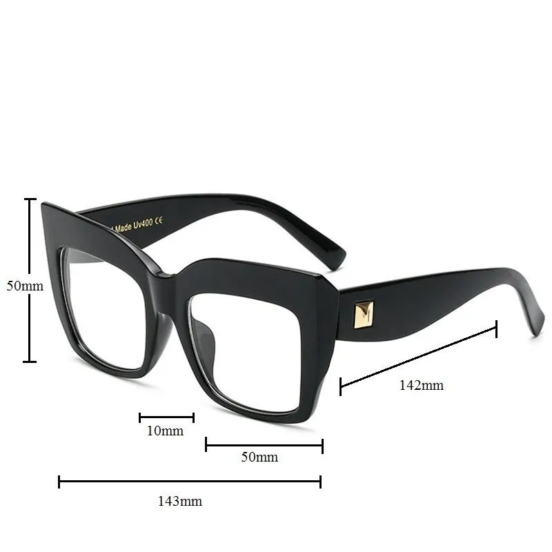 ファッションサングラスフレームスクエアリーディング眼鏡光学メガネ2021女性太いフレーム特大