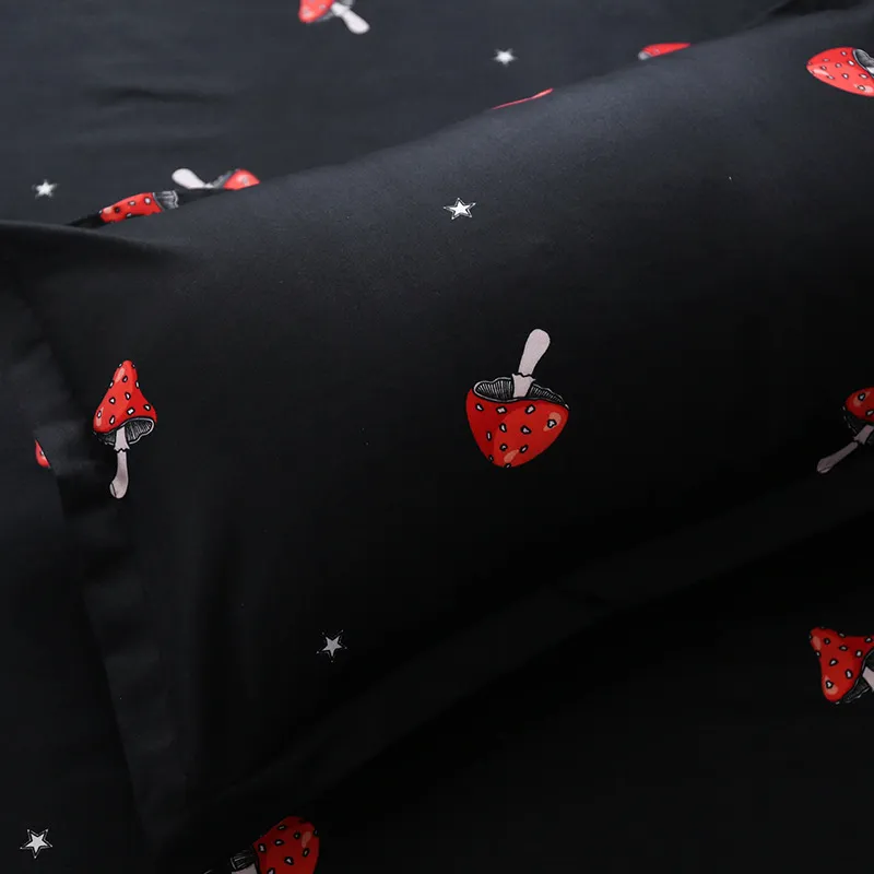 Yatak takımları sevimli kırmızı mantar desen yatak setleri süper yumuşak yatak astarları yorgan yatak tabakası yastık kılıfları kapak seti kraliçe krallık 220924