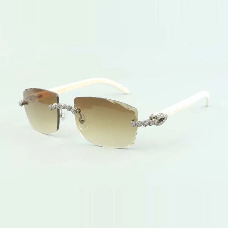 2022 Bouquet Diamond-zonnebril 3524015 met natuurlijke witte buffs-bril en geslepen lens 3 0-dikte2975