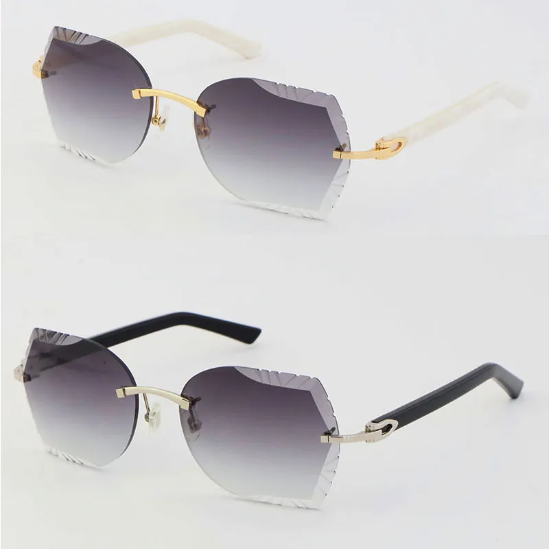 Whole Metal Rimless Large Sunglasses White Black Marbling Arms Plank Glasses 8200762 High quality Sun glasses Fashion Cat Eye 2317
