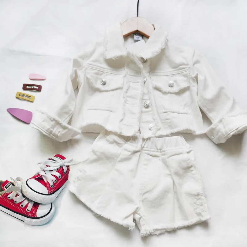ANKRT New Spring Baby Girl Clothes Autumn Children Clothing Child Outerwear Coat Jackets Kids Tops Jeans white Wear Denim 201110
