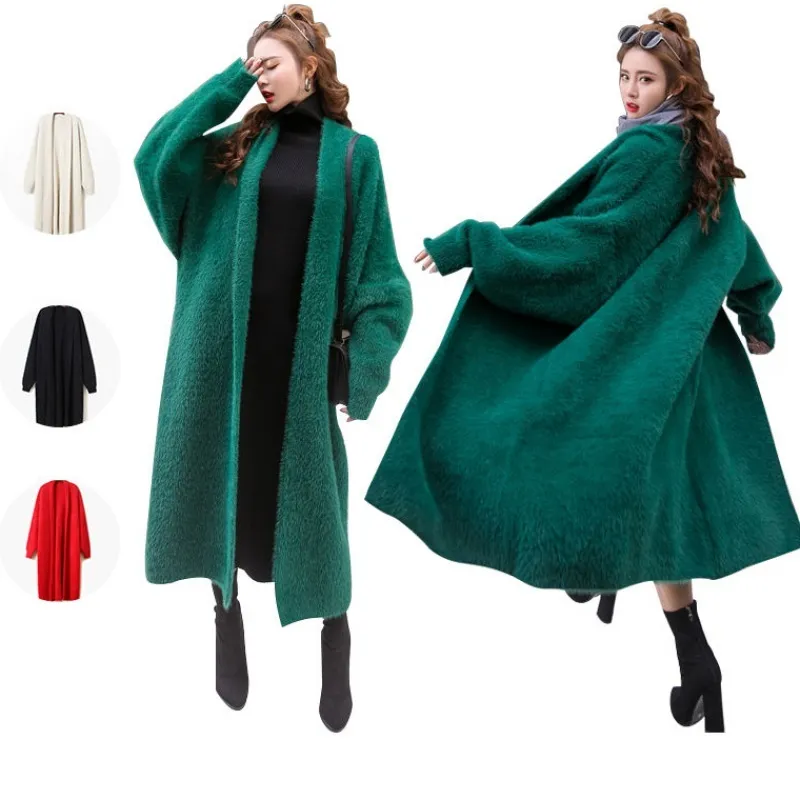 Automne et hiver coréen Boutique vison cachemire Cardigan pull femme Long manteau pull cardigan 201222