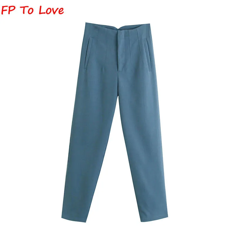 FP to Love Za Kobieta ZA Solidne spodnie Suits Spring Autumn Office Pani Długość Pełna wysokiej ilości Zapip Beige Pants 220211