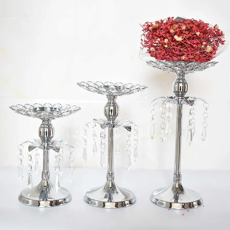 Peandim zilveren kristallen kaarshouder bruiloft kandelaar kerstfeest tafel centerpieces Candelabra bloem vaas home decor 220122