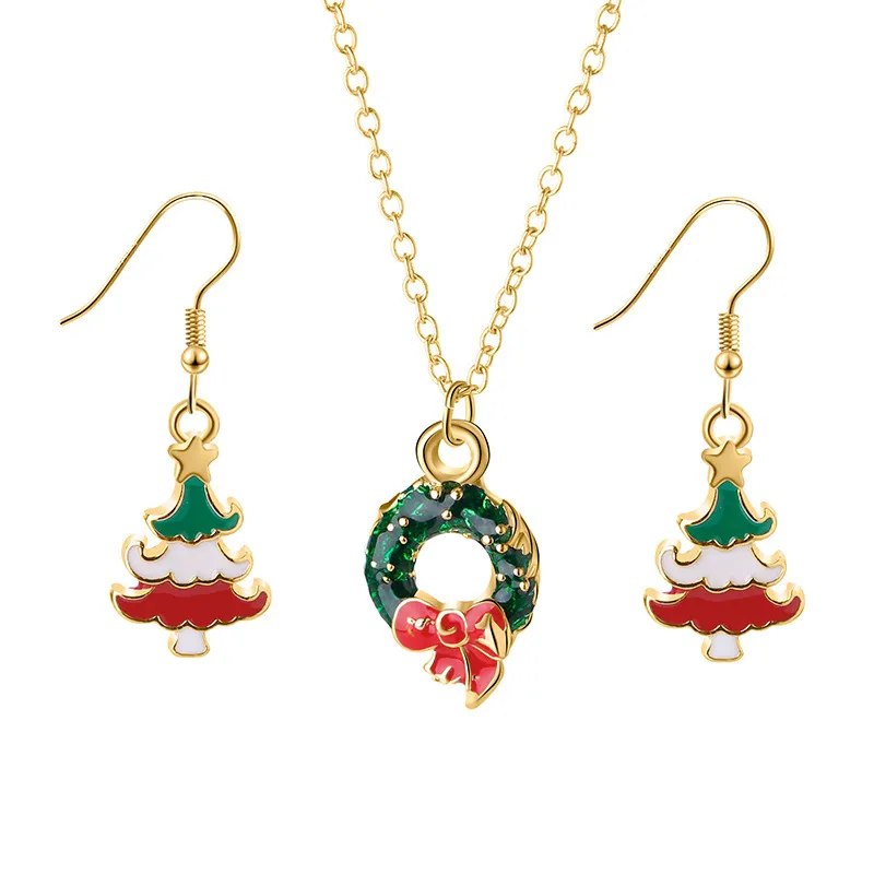 Carino serie di natale serie gioielli set di fiocchi di neve campane ciondola orecchini collana ipoallergenica regali di Natale le donne ragazze gioielli vacanza