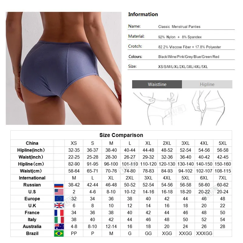 Femmes culottes étanches sous-vêtements menstruels imperméables absorbant la période physiologique slips taille moyenne sous-vêtements pour femmes DUL LJ200822