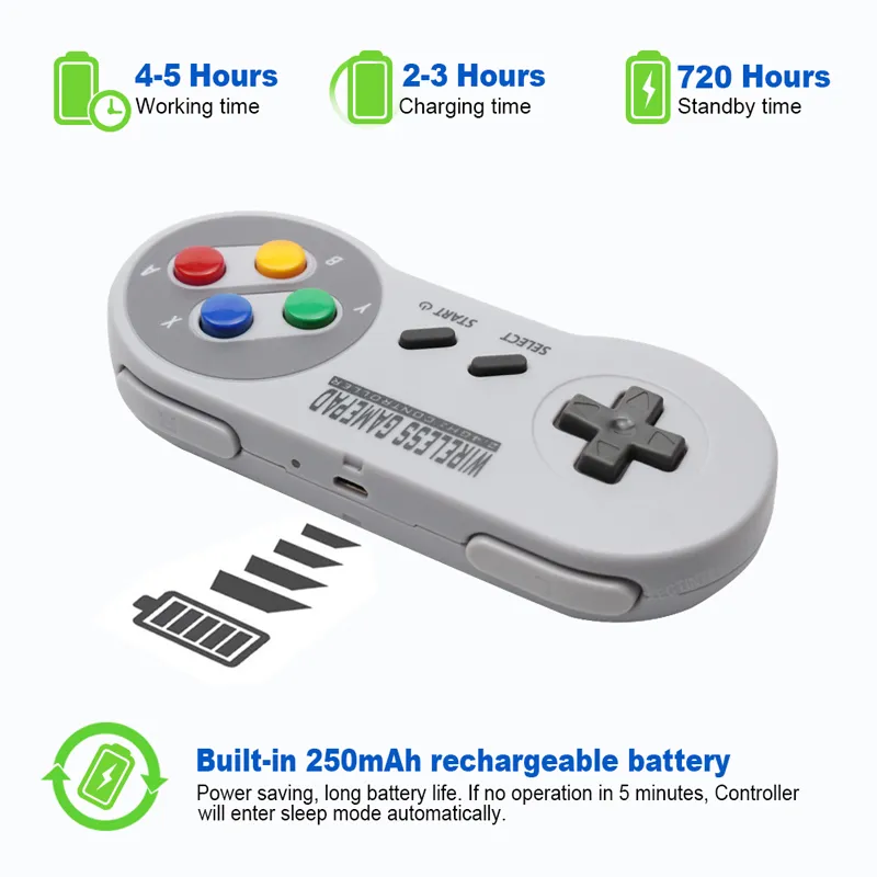 Draadloze Gamepads 24GHZ Joypad Joystick Controle Controller voor Schakelaar SNES Super Nintendo Classic MINI Console Afstandsbediening Q01047234866